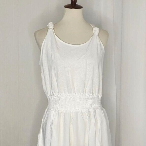 Joie Dress XL White Linen Cotton Kenzie Twist Strap Midi Summer - Picture 6 of 12